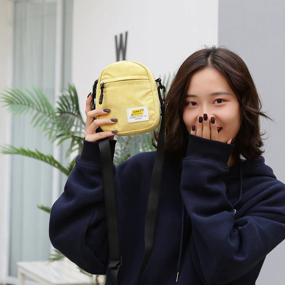 Cute Canvas Shoulder Bag Small Corduroy Messenger Bag Mini Etsy