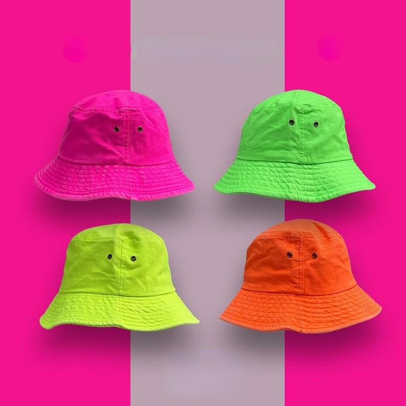 Fluorescent Bucket Hat, Neon Summer Hat, Panama Fashion Cap, Fall Hat