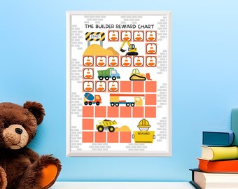 Builder theme Potty Training Chart, Kids chore chart, Reusable Reward Chart, Encourage Positive Behaviour and Listening Skills Star Chart