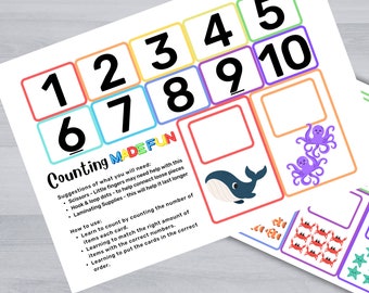 Under the Sea Counting Cards | Printable Number Flashcards | Ocean-Themed Educational Activity for Kids