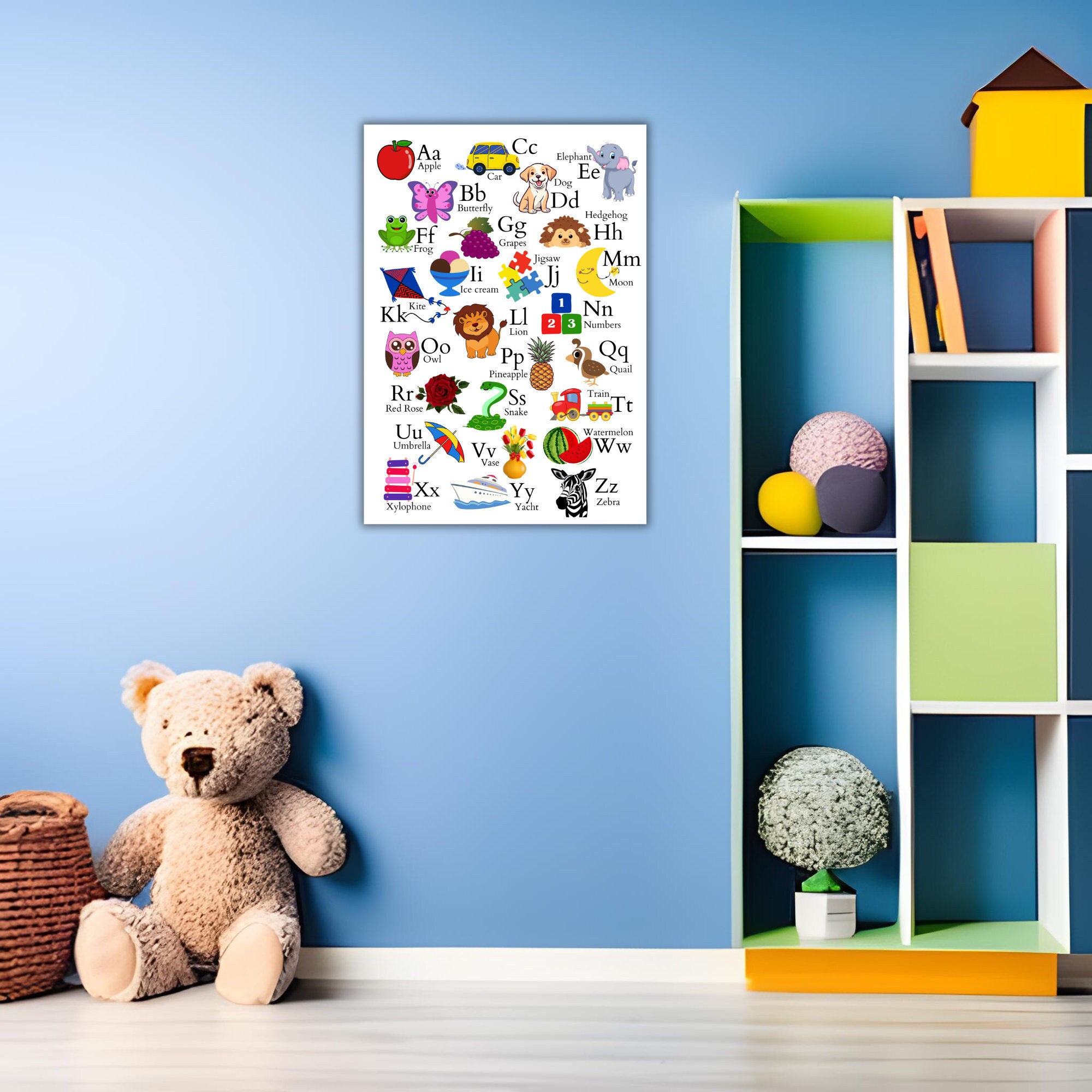 Educational ABC Alphabet Poster | Phonics Chart for Kids’ Playroom ...