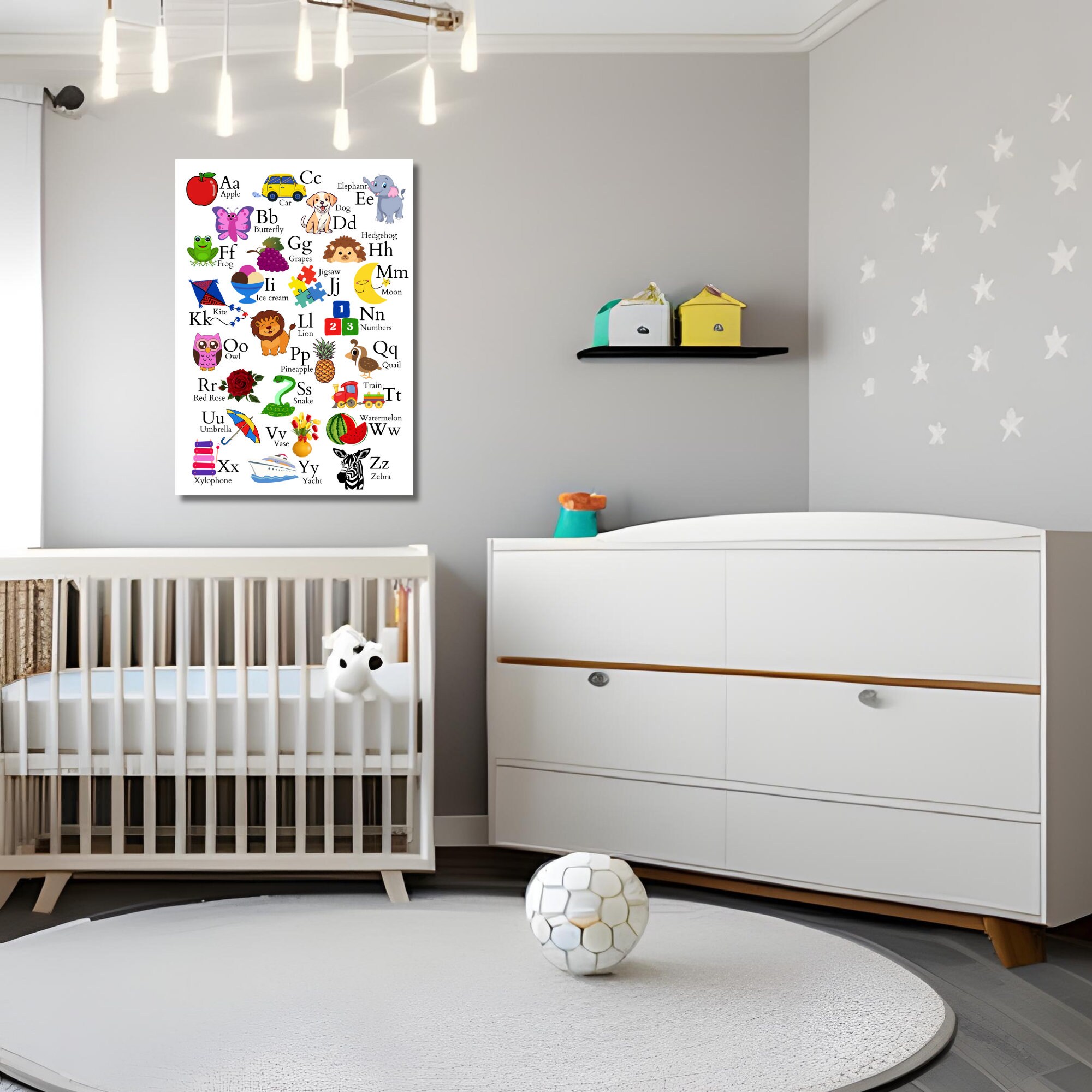 Educational ABC Alphabet Poster | Phonics Chart for Kids’ Playroom ...