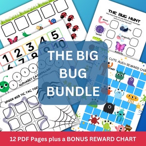 Kids Bug Activity Bundle | Alphabet & Counting Learning Set | Printable Educational Insect Worksheets