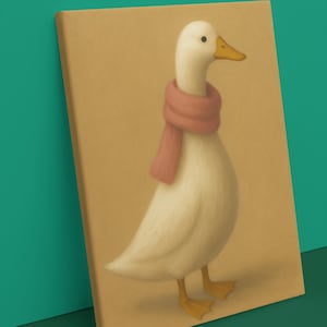 Cozy Goose Nursery Print: Beige Farm Animal Wall Art (Digital Download)