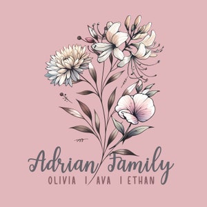 Custom Birth Flower Tattoo Designs Watercolor Family Birth Flower Bouquet Tattoo with Names Birth Month Flower Art Print Personalized Gift
