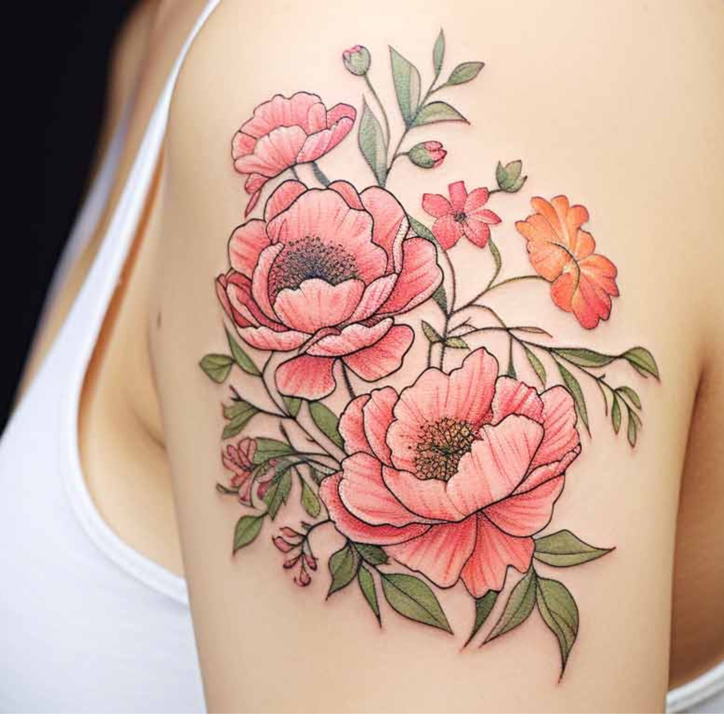 Family Birth Flower Bouquet Tattoo - at3znzn