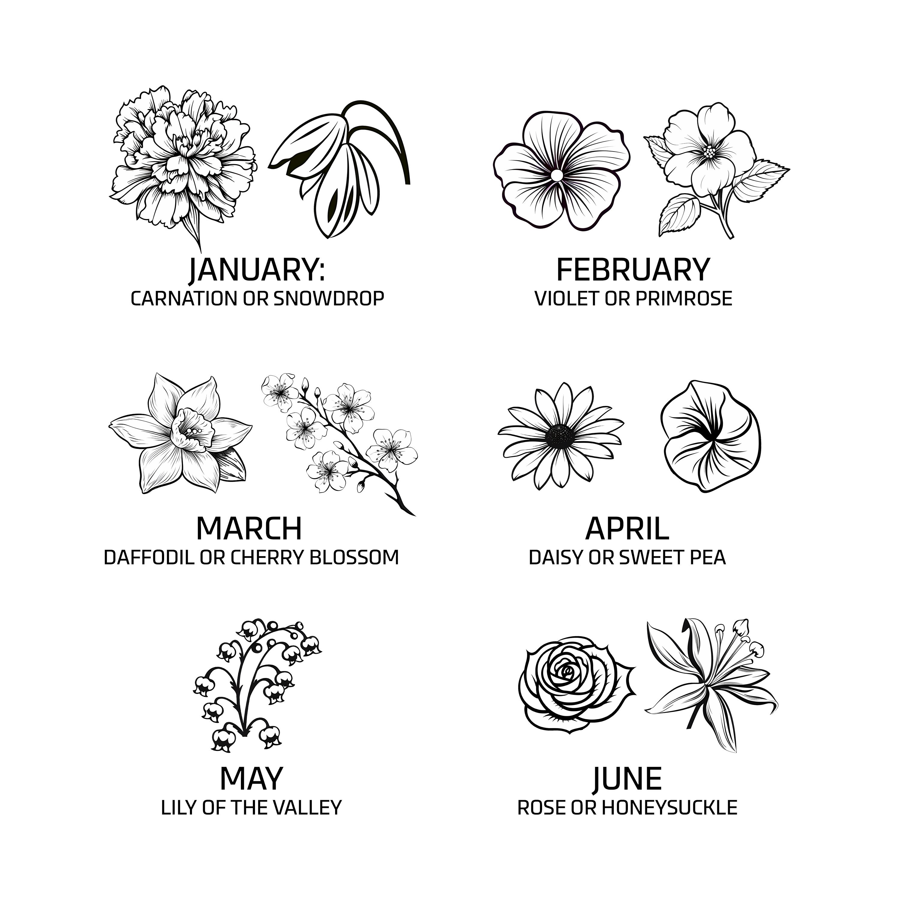 Birthday Month Flowers Tattoo - r28b8nw