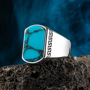 Turkish Handmade Jewelry 925 Sterling Silver Turquoise Stone Mens Ring All Sizes Usa