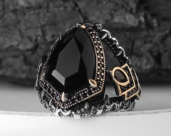 Handmade Ottoman Onyx Ring, 925 Sterling Silver, Gift for Him - Etsy