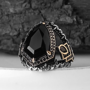 Handmade Turkish Onyx Ring: 925 Sterling Silver Mens Jewelry