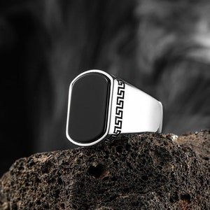 Handmade Turkish Onyx Ring: 925 Sterling Silver Mens Jewelry
