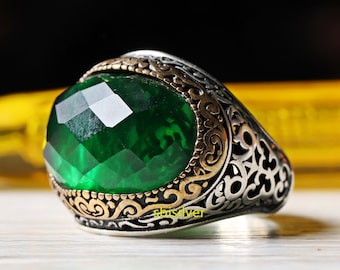 トルコ製ハンドメイドジュエリー 925スターリングシルバー エメラルド