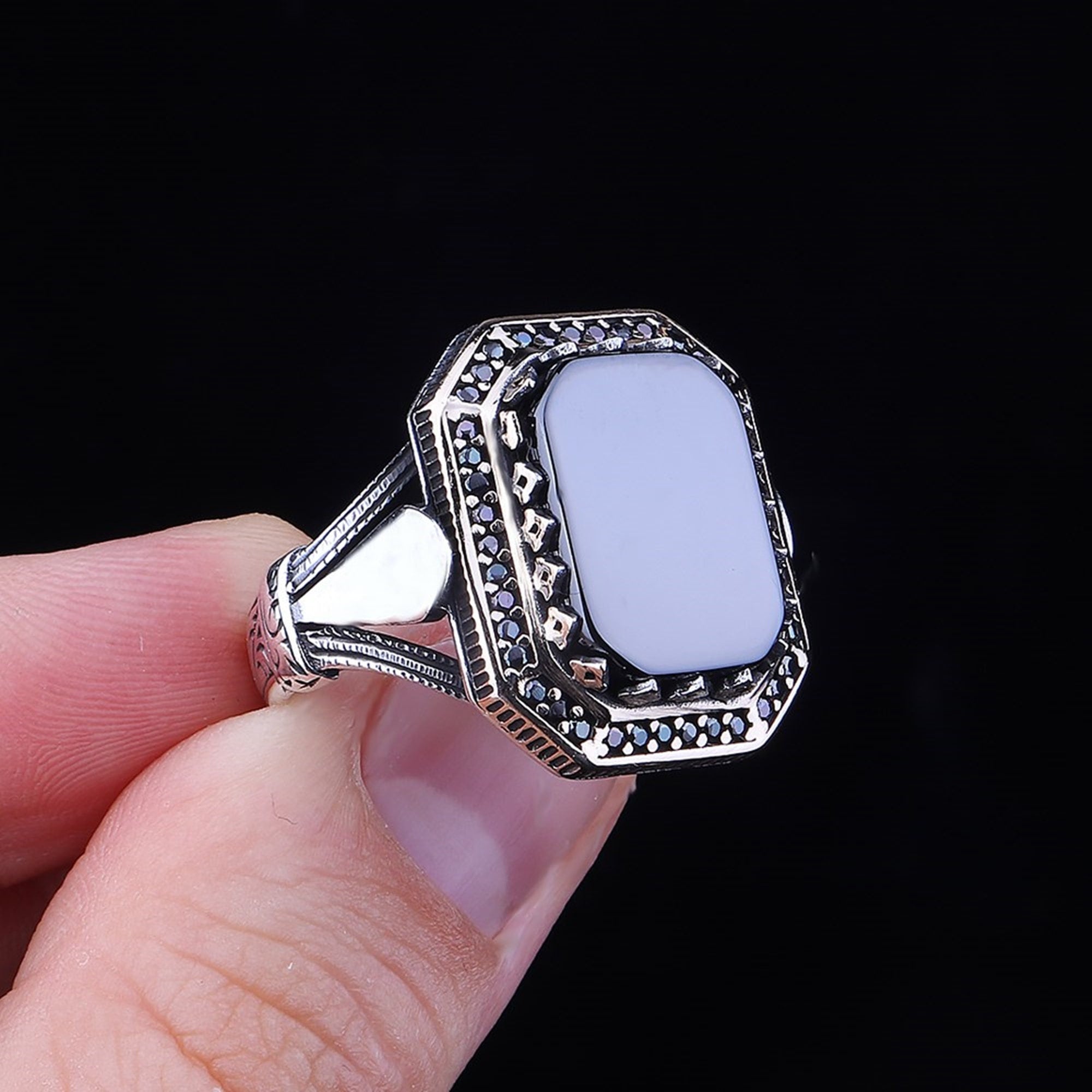SILVER925 HEART DESIGN ONYX RING/シルバーリング ☑︎ silver925 Heart Pinky Ring ハートが交互にデザインされた