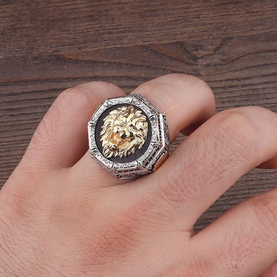 Men's Lion Roar King Mane Ring - .925 Sterling Silver Band Sizes 8-13 - View #10