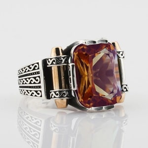 Sterling Silver Men&#39;s Ring: Handmade Turkish Alexandrite Stone
