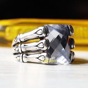 Handmade Ottoman Men&#39;s Ring: White Zircon, 925 Sterling Silver