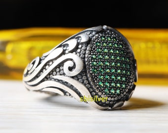 トルコ製ハンドメイドジュエリー 925スターリングシルバー エメラルド