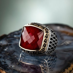 Ruby Men's Ring, Handmade Mens Ring, Ottoman Mens Ring, 925 Sterling ...