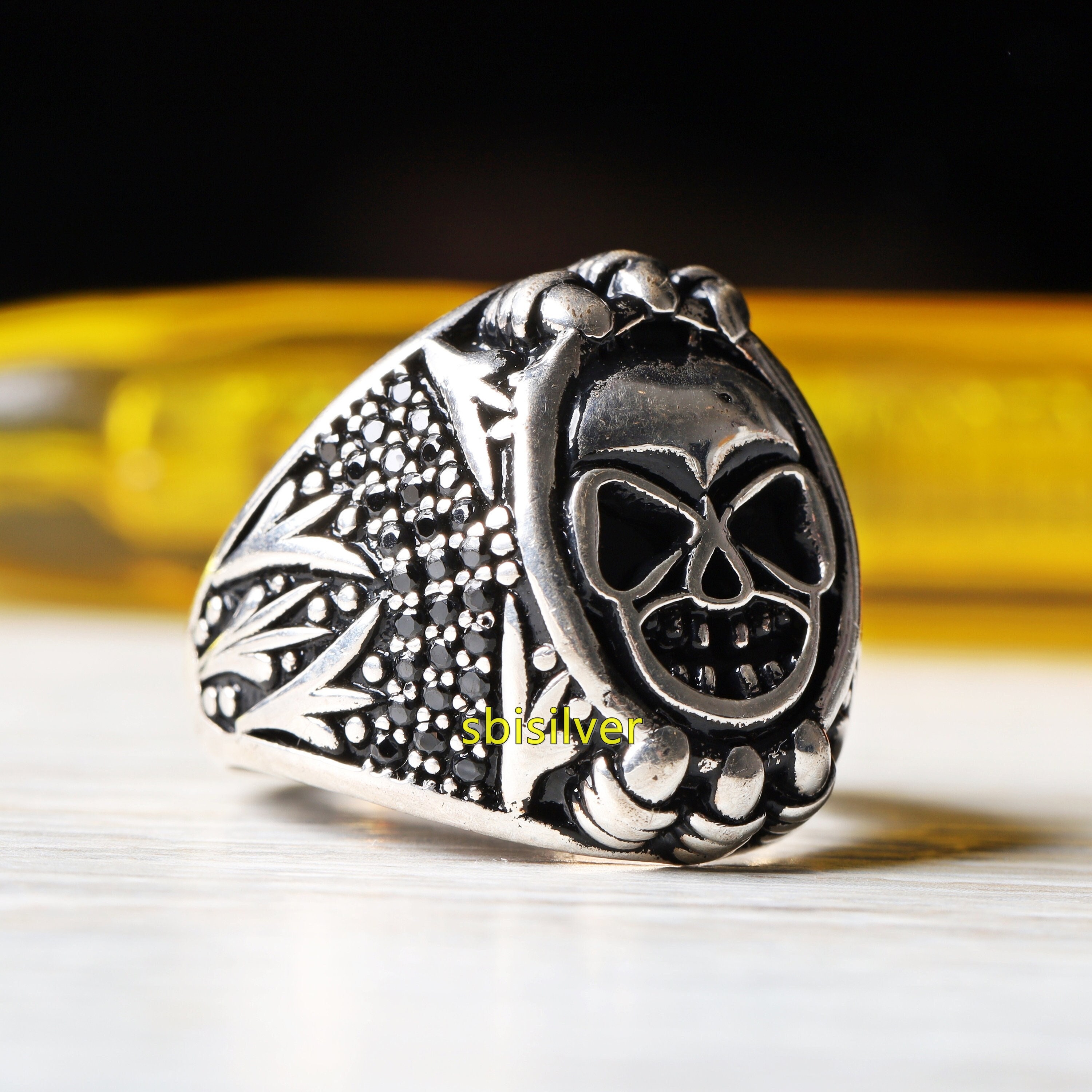 Gothic Skull Sterling Silver Men's Ring: Handmade Turkish Jewelry