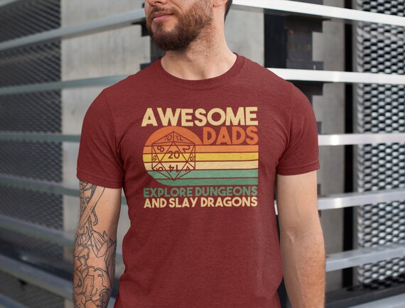 Mens Awesome Dads Explore Dungeons And Slay Dragons Rpg Nerdy Dad T-Shirt Mens Awesome Dads Explore Dungeons And Slay Dragons Rpg Nerdy Dad T-Shirt