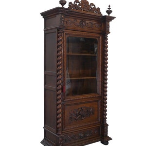 Antiker Vitrinenschrank Gründerzeit um 1880 Eiche dunkel B 106 cm 11347 Bild 1