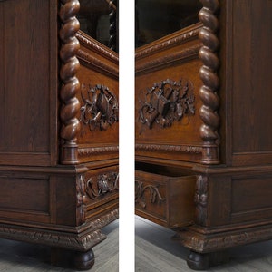 Antiker Vitrinenschrank Gründerzeit um 1880 Eiche dunkel B 106 cm 11347 Bild 8