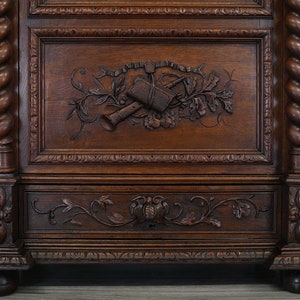 Antiker Vitrinenschrank Gründerzeit um 1880 Eiche dunkel B 106 cm 11347 Bild 9