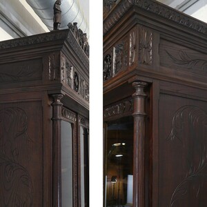 Antiker Vitrinenschrank bretonisch Gründerzeit um 1880 Eiche dunkel B 136 cm 11346 Bild 3