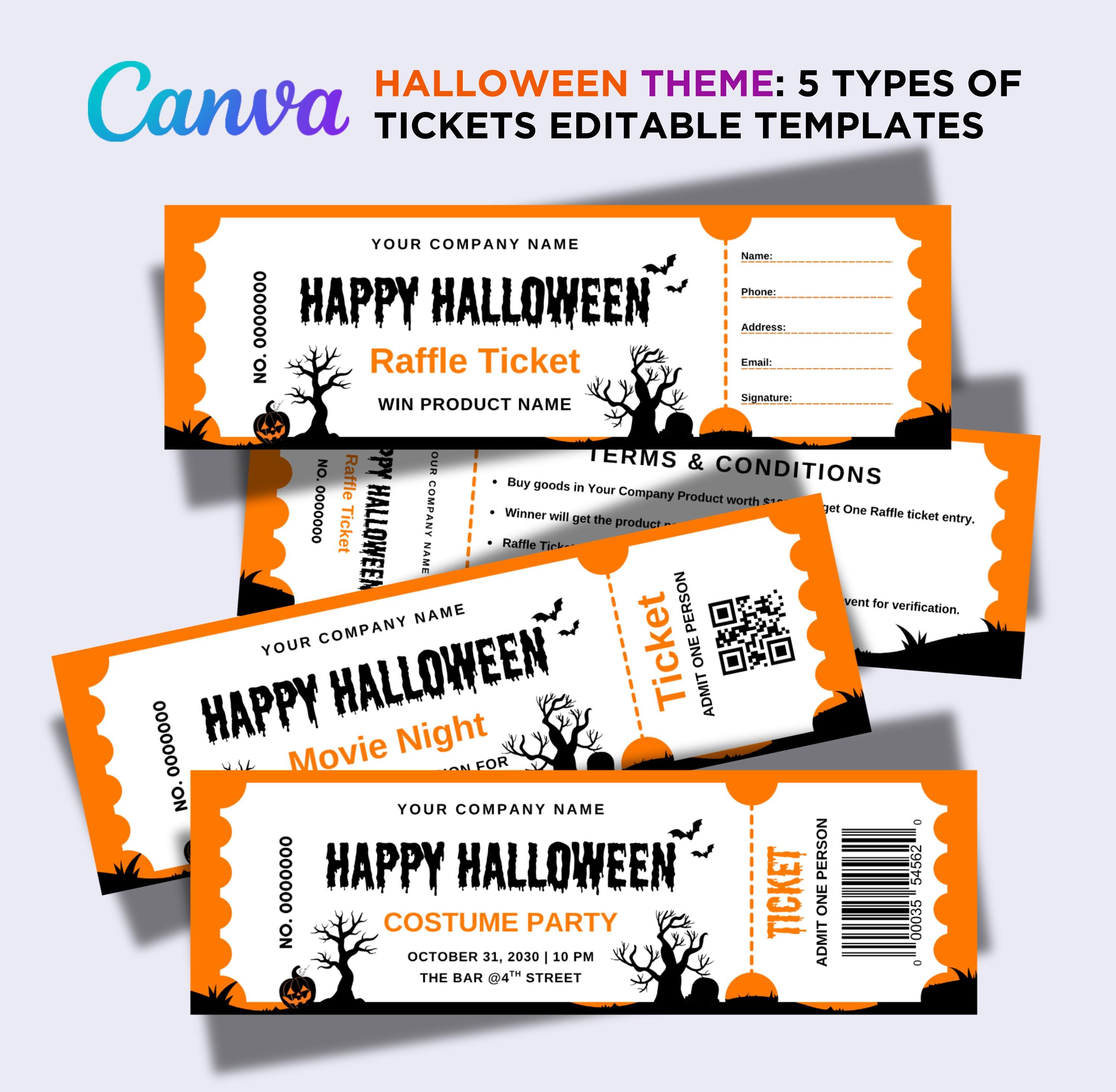 Editable Halloween Ticket Template: Spooky Party Invitation (digital ...