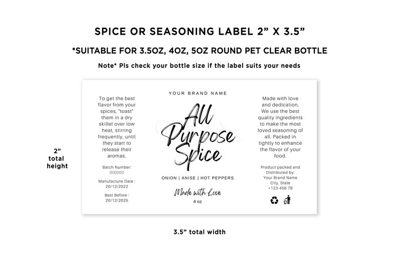 Printable Spice Wrap Label Sticker All Purpose Seasoning Etsy