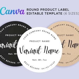 Round Sticker Labels, Round Packaging, Canning Jar Label, Rustic Label, Mason Jar Label, Product Label, Circle Label Template Editable Canva