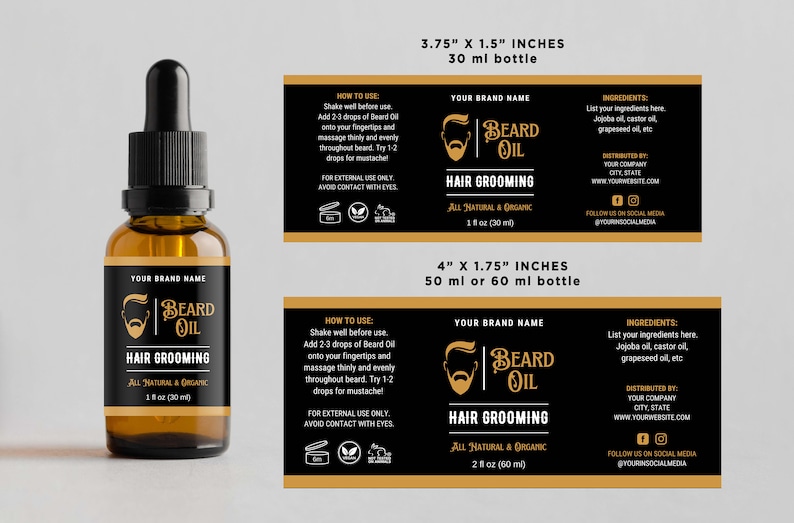Printable Beard Oil Label Design Men Care Label Beard Oil - Etsy