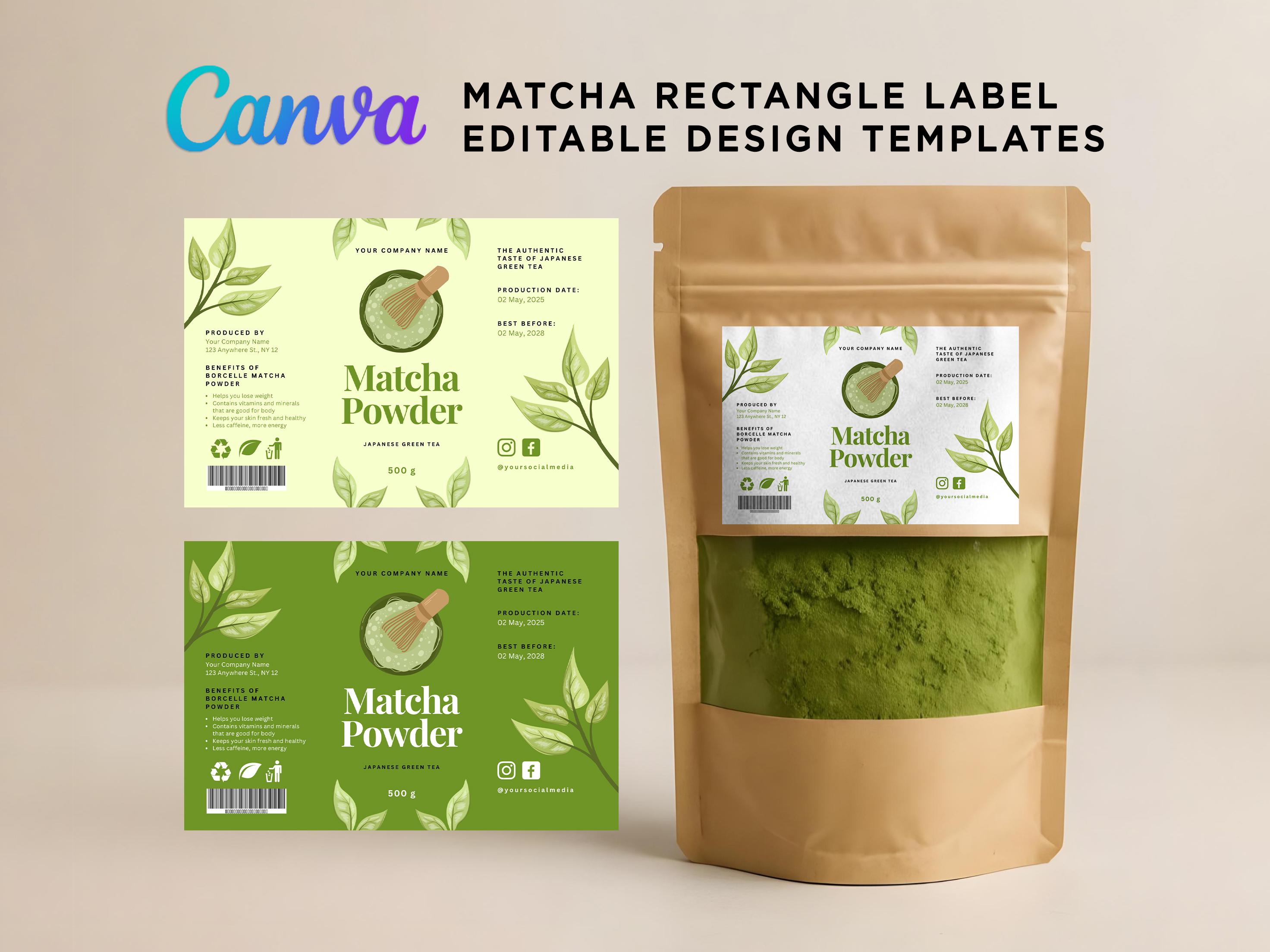 Matcha Receipt Matcha Labels, Matcha Tea Pouch Packaging, Matcha Powder Package ...
