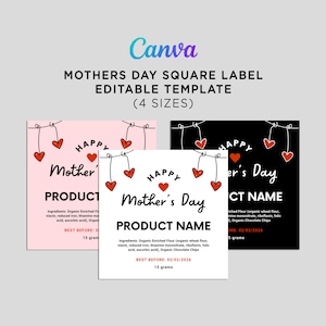 Etiquetas para o Dia das Mães, Etiquetas para o Dia das Mães, Quadrado para o Dia das Mães, Etiqueta para Presente do Dia das Mães, Etiquetas para Presente do Dia das Mães, Modelo de Presente para o Dia das Mães Canva