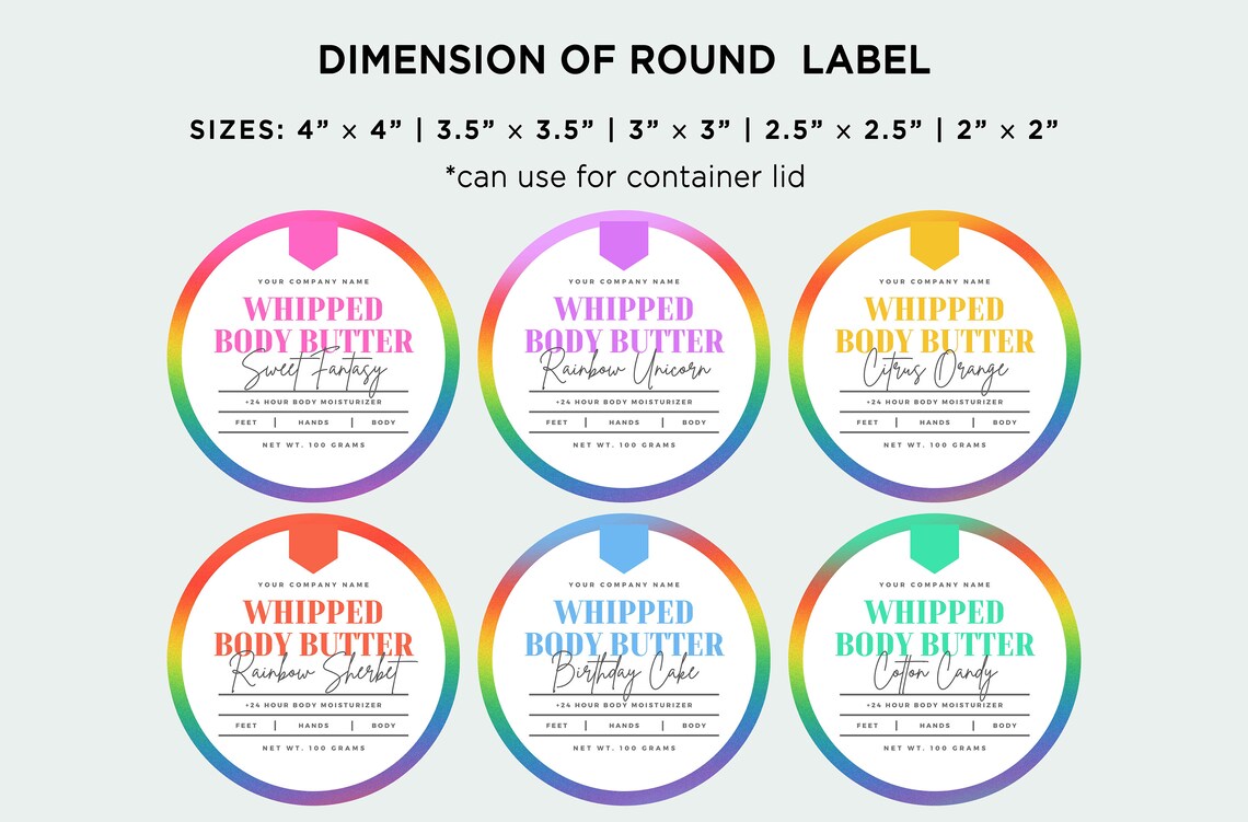Printable Whipped Body Butter Label Rainbow Body Butter Etsy