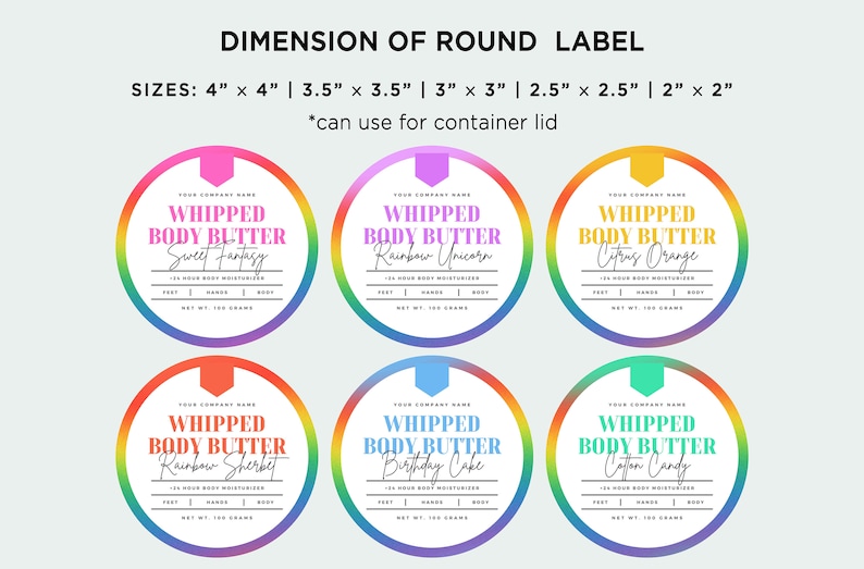 Printable Whipped Body Butter Label Rainbow Body Butter Etsy