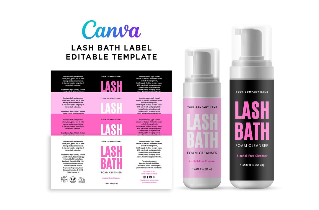 Lash Bath Label, Lash Bath Bottle Labels, Lash Cleanser Labels, Lash