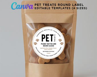 Printable Pet Treats Label, Dog Treats Packaging Label, Dog Treats Pouch Packaging Label, Dog Biscuits Labels Editable Template at Canva