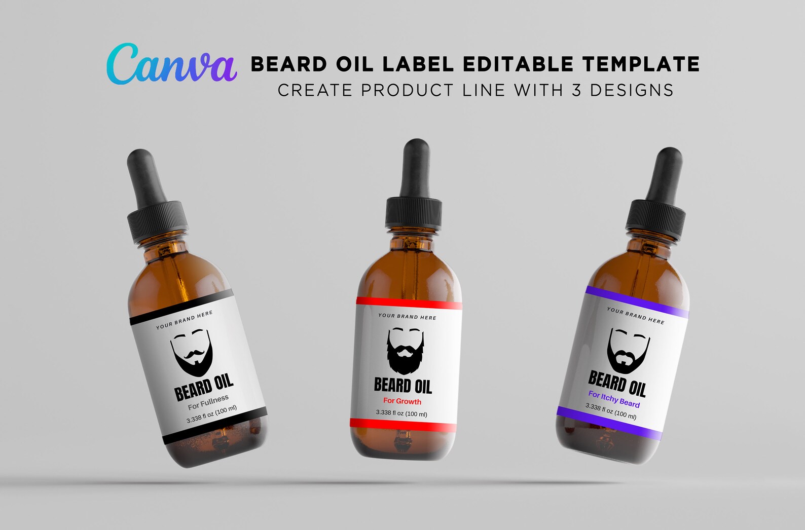 Printable Beard Oil Labels Beard Oil Serum Bottle Dropper - Etsy