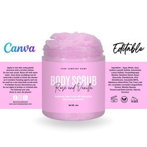 Body Scrub Wrap Labels, Sugar Scrub Labels, Foot Scrub Labels, Bath Scrub Labels, Body Scrub Jar Labels, Body Scrub Templates Editable Canva