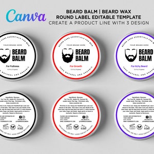 Printable Beard Wax Round Label, Beard Balm Round Label Sticker, Men ...