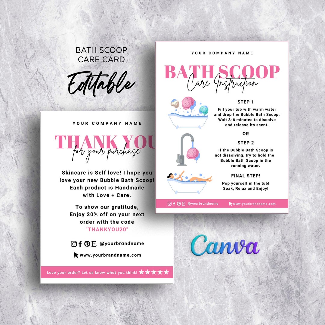 Bubble Scoop Care Card, How to Use Bubble Bath Scoop, Bubble Bath Care
