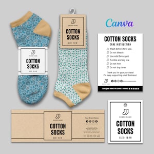 Socks Labels Template, Cotton Socks Label Designs, Socks Thank You, Socks Fold Label, Sock Tags, 8 Socks Labels Editable Template at Canva