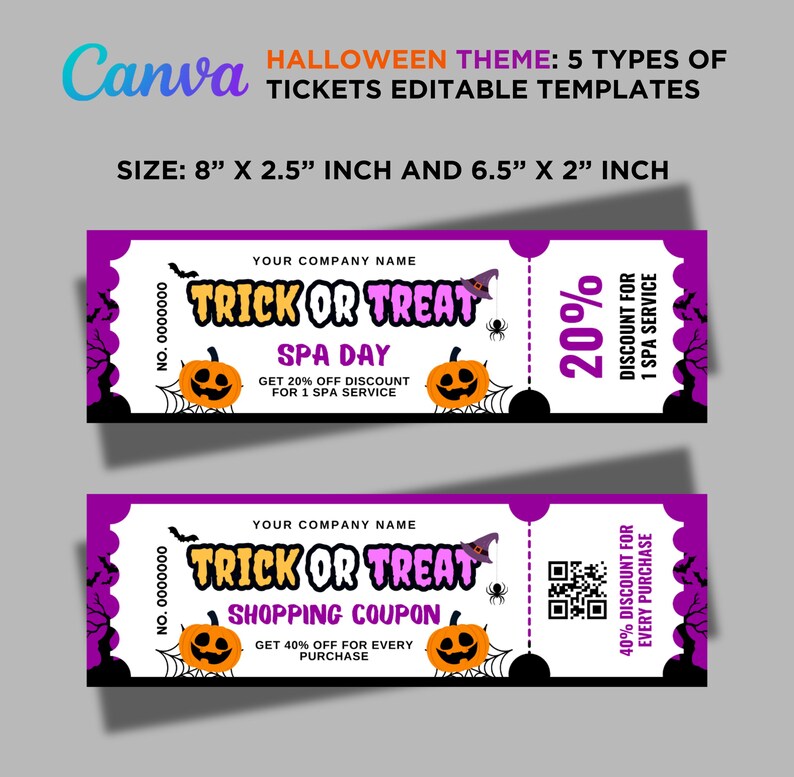 Spooktactular Raffle 5 Types of Halloween Ticket Template Bundle: Costume Party, Movie ...