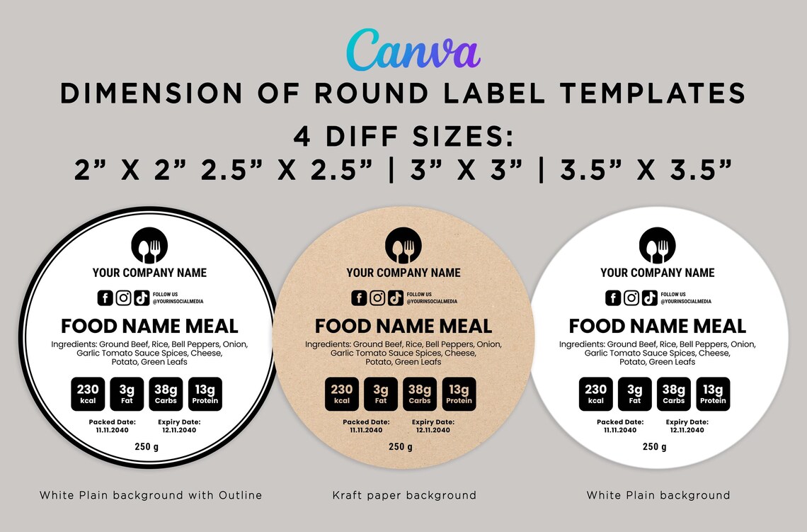 Editable Meal Container Label: Healthy Protein, Calorie Label (canva ...