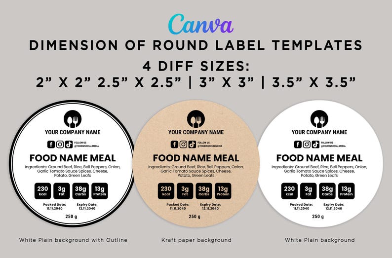 Editable Meal Container Label: Healthy Protein, Calorie Label (canva ...