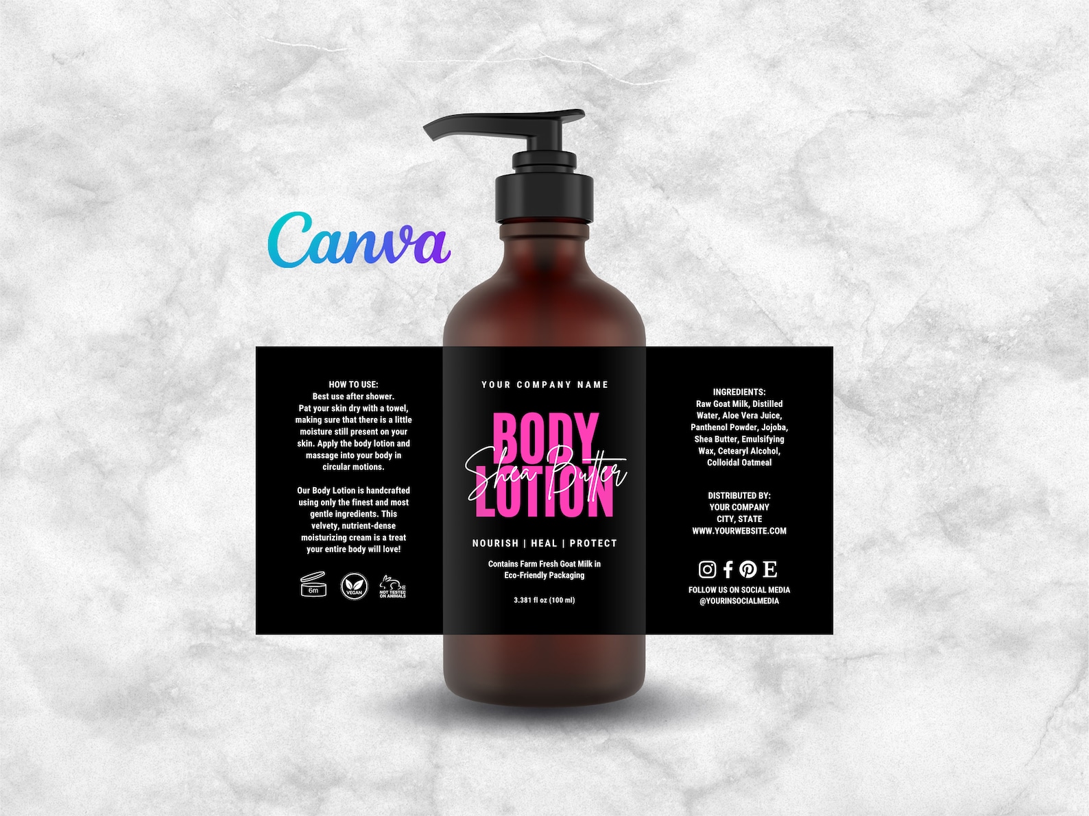 Body Lotion Bottle Labels Design, Lotion Label Template, Handmade ...