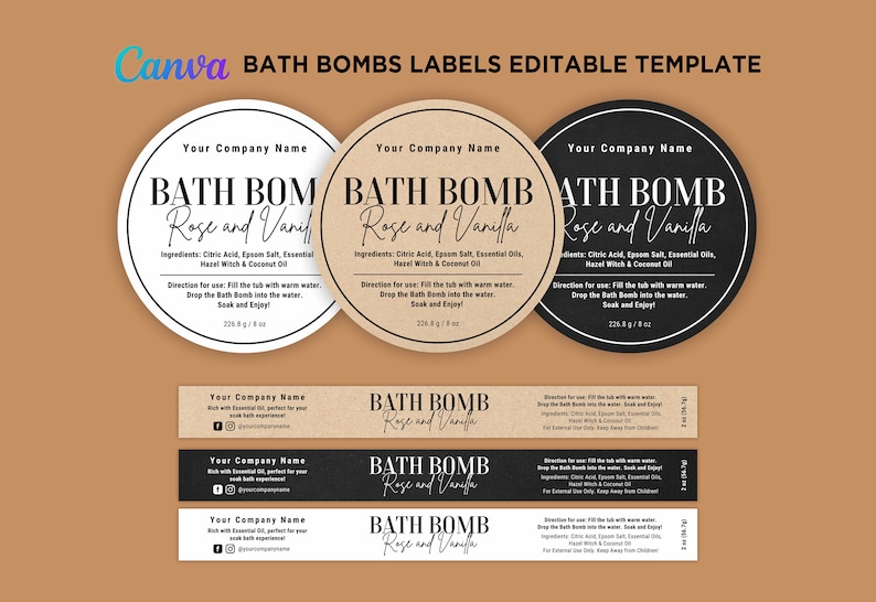 Printable Bath Bombs Design Label Bath Bomb Belly Band Label - Etsy