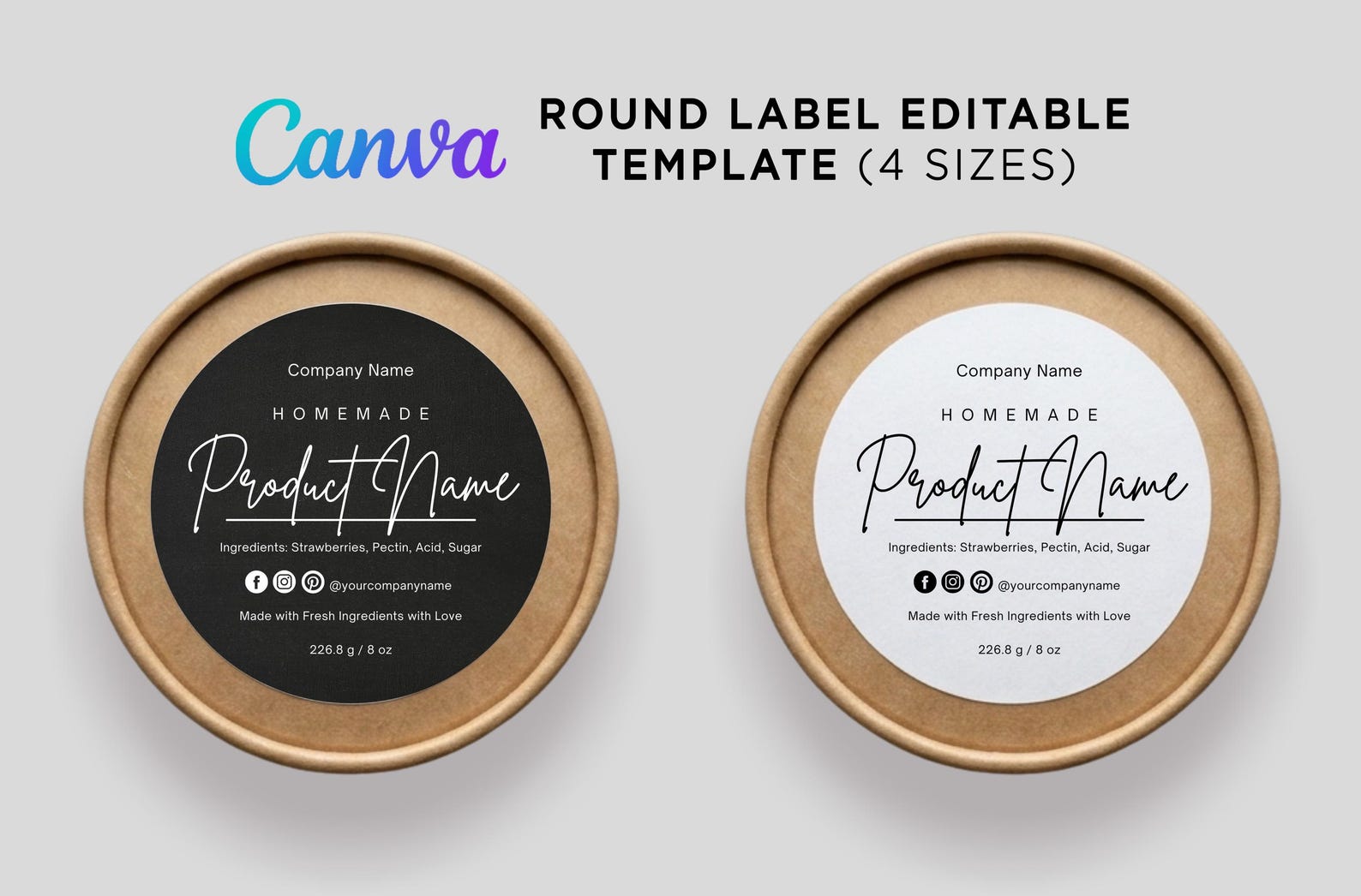 Simple Label Design Round Printable Round Label, Circle Label Sticker for Canning Jars, Homemade ...