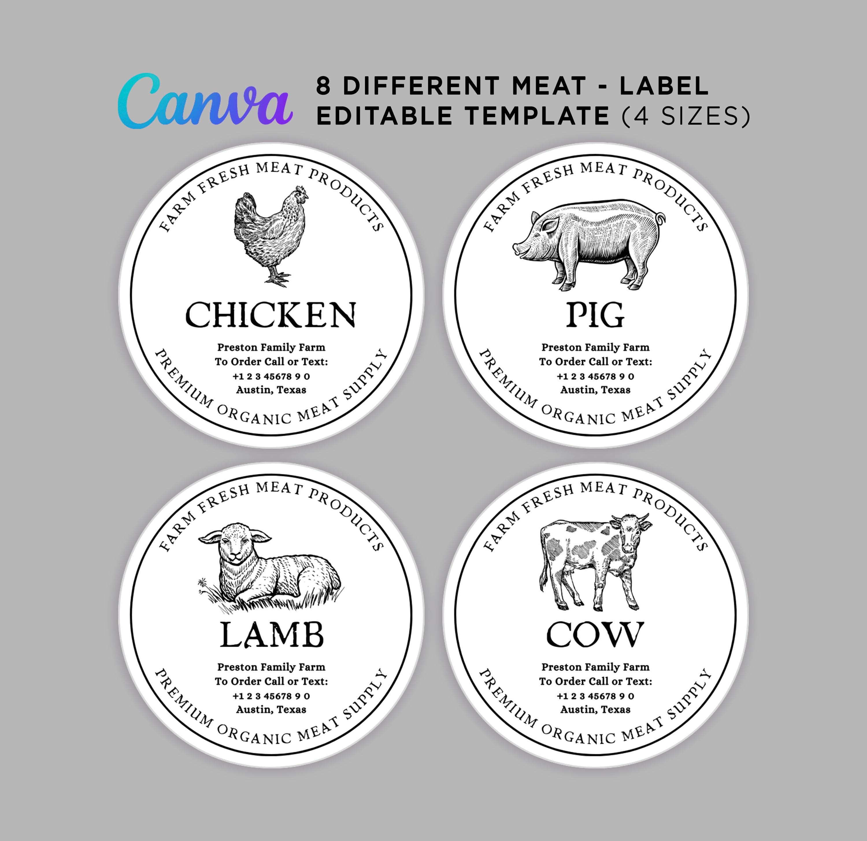Meat Labels, Poultry Labels, Beef Labels, Chicken Label, Farmhouse Tags ...